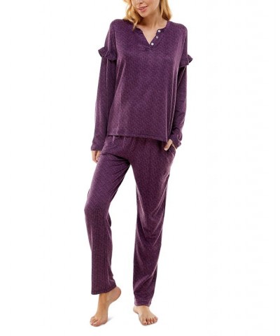 Women's Whisperluxe Printed Pajamas Set Space Dye Wineberry $19.94 Sleepwear