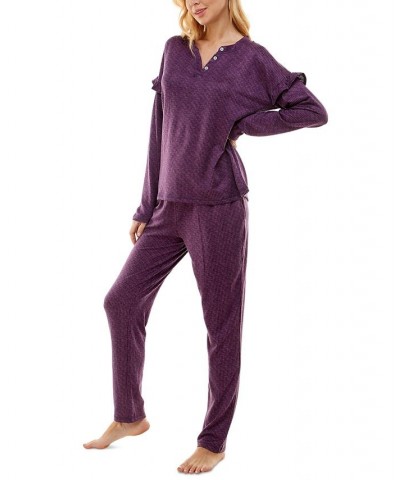 Women's Whisperluxe Printed Pajamas Set Space Dye Wineberry $19.94 Sleepwear