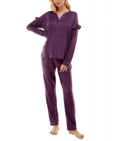 Women's Whisperluxe Printed Pajamas Set Space Dye Wineberry $19.94 Sleepwear