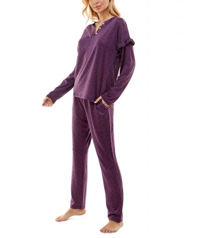 Women's Whisperluxe Printed Pajamas Set Space Dye Wineberry $19.94 Sleepwear