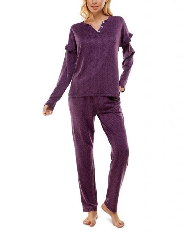 Women's Whisperluxe Printed Pajamas Set Space Dye Wineberry $19.94 Sleepwear