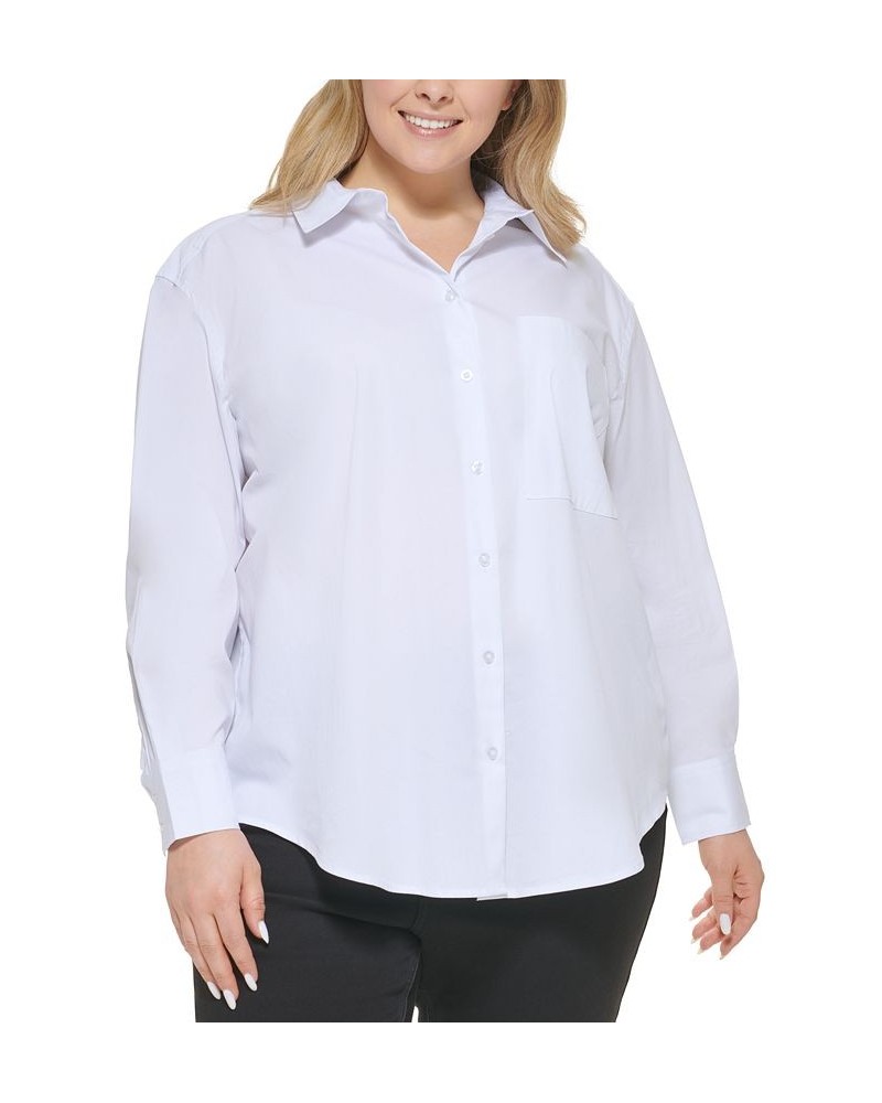 Trendy Plus Size Boyfriend Shirt White $20.90 Tops