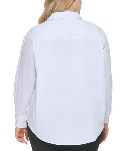 Trendy Plus Size Boyfriend Shirt White $20.90 Tops