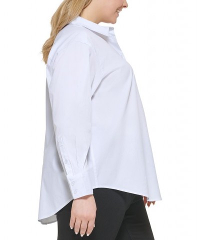 Trendy Plus Size Boyfriend Shirt White $20.90 Tops