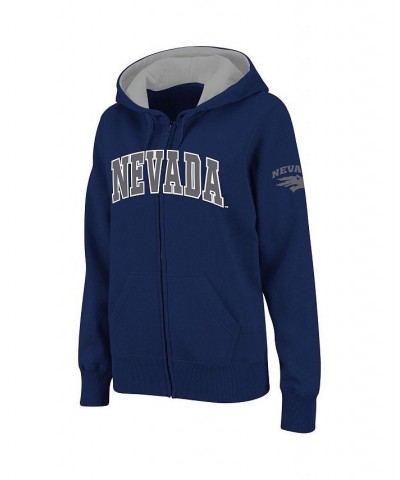 Women's Navy Nevada Wolf Pack Arched Name Full-Zip Hoodie Navy $35.09 Sweatshirts