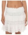 Women's Lace-Inset Tiered Mini Skirt Cover-Up White $25.52 Swimsuits