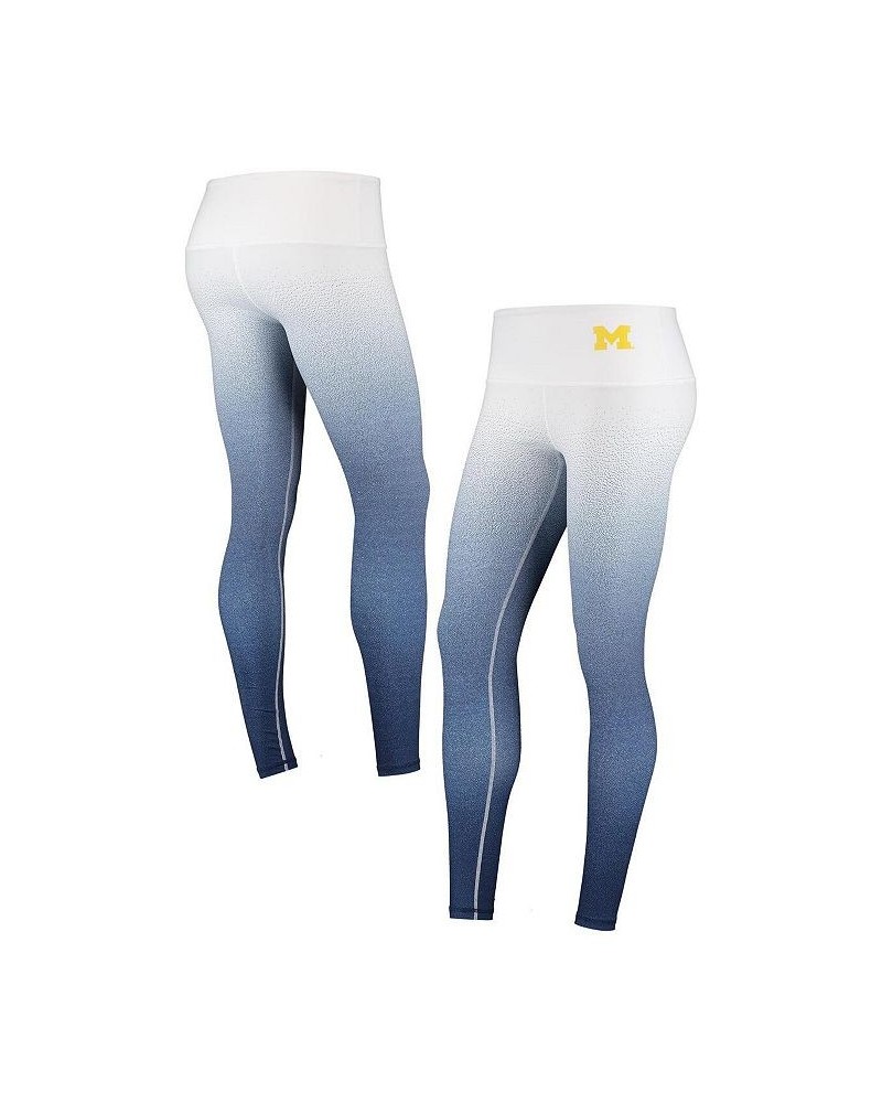 Women's White and Navy Michigan Wolverines Static Print Ombre Leggings White, Navy $27.30 Pants