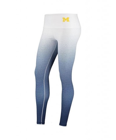 Women's White and Navy Michigan Wolverines Static Print Ombre Leggings White, Navy $27.30 Pants