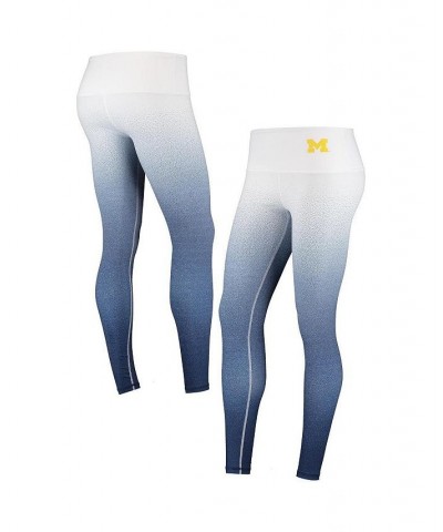 Women's White and Navy Michigan Wolverines Static Print Ombre Leggings White, Navy $27.30 Pants