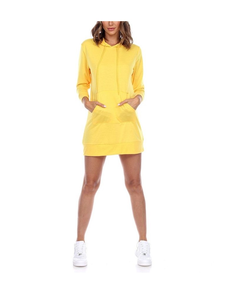 Women's Hoodie Sweatshirt Dress Yellow $28.56 Dresses