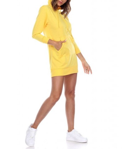 Women's Hoodie Sweatshirt Dress Yellow $28.56 Dresses