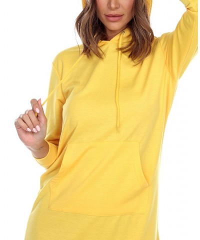 Women's Hoodie Sweatshirt Dress Yellow $28.56 Dresses