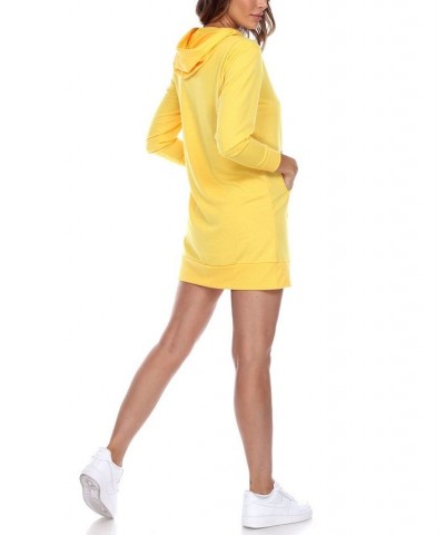 Women's Hoodie Sweatshirt Dress Yellow $28.56 Dresses