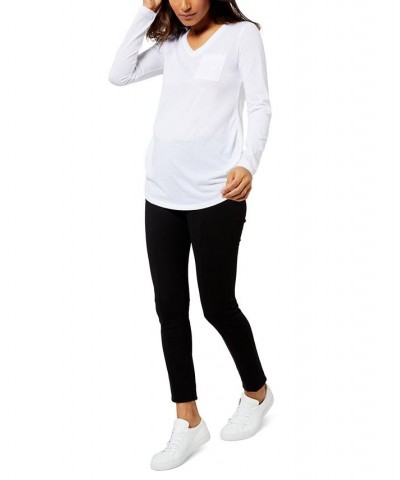 V-Neck Maternity T-Shirt White $28.50 Tops