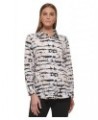 Women's Printed Collared Button-Down Shirt White Multi $43.61 Tops