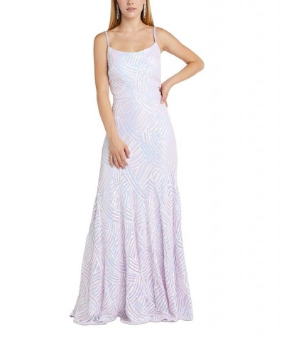 Juniors' Lace-Up-Back Sequin Gown Lavender $62.53 Dresses