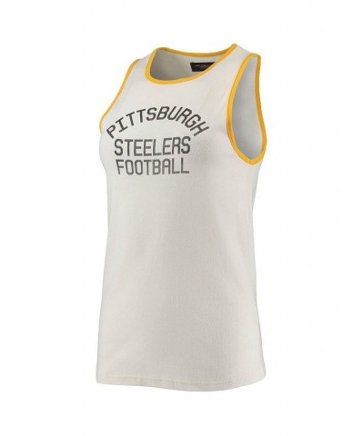 Women's White and Gold Pittsburgh Steelers Throwback Pop Binding Scoop Neck Tank Top White, Gold-Tone $17.60 Tops