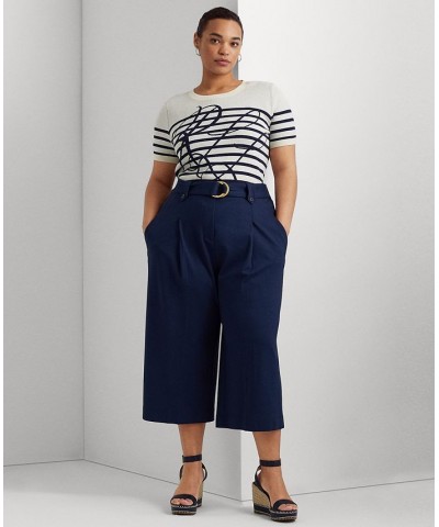 Plus Size Cropped Wide-Leg Pants French Navy $68.25 Pants