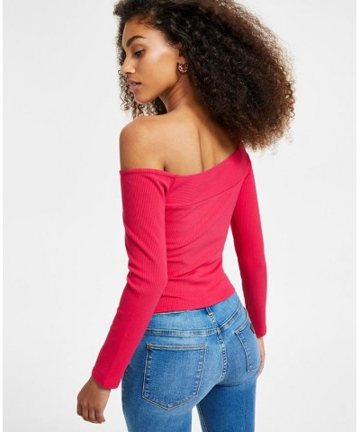 Women's Long Sleeve Off-the-Shoulder Amelia Top Pink $18.16 Tops