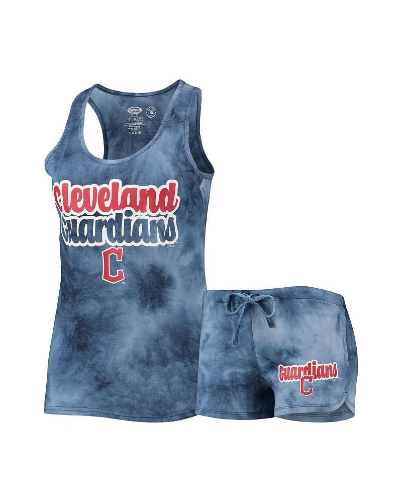 Women's Navy Cleveland Guardians Billboard Racerback Tank Top and Shorts Set Navy $29.49 Pajama