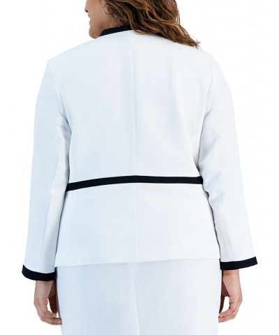 Plus Size Contrast-Frame Open-Front Blazer Lily White/Black $74.50 Jackets