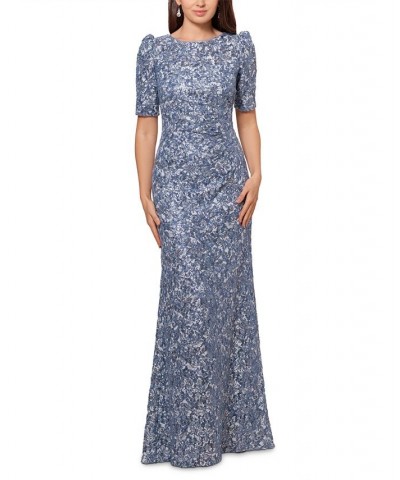 Lace Sequined Dress Blue $105.06 Dresses