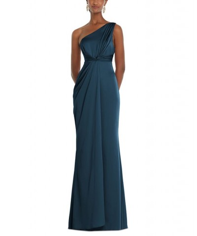 One-Shoulder Gown Blue $92.14 Dresses