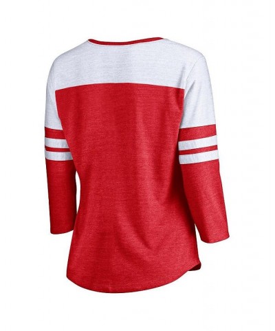 Women's Branded Heather Red Los Angeles Angels League Leader Tri-Blend 3/4-Sleeve V-Neck T-shirt Heather Red $27.99 Tops