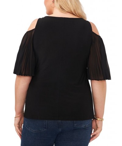 Plus Size Flutter-Sleeve Cold-Shoulder Top Black $29.70 Tops