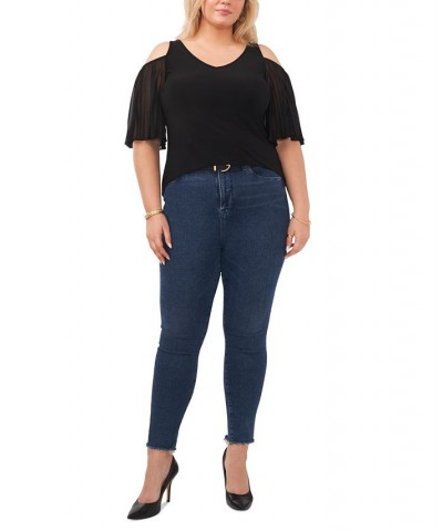 Plus Size Flutter-Sleeve Cold-Shoulder Top Black $29.70 Tops