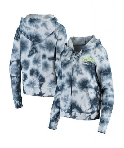 Women's College Navy Seattle Seahawks Tie Dye Fleece Full-Zip Hoodie Navy $37.25 Sweatshirts