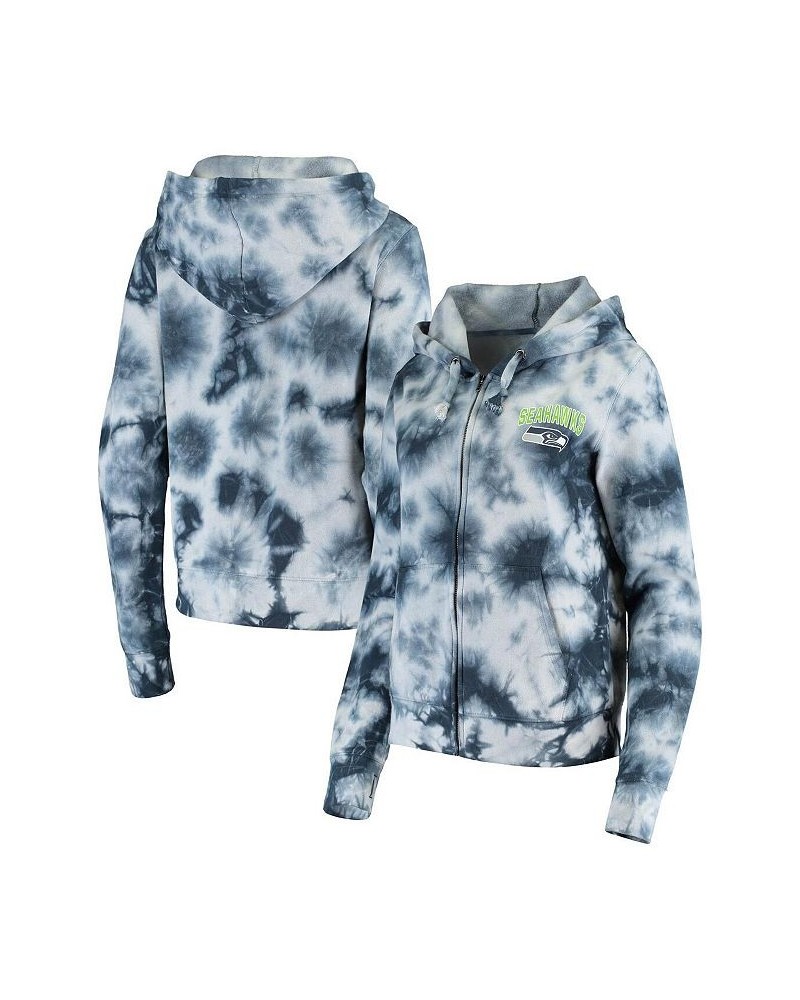 Women's College Navy Seattle Seahawks Tie Dye Fleece Full-Zip Hoodie Navy $37.25 Sweatshirts