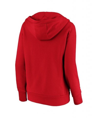 Women's Branded Red Cincinnati Reds Core Team Crossover V-Neck Pullover Hoodie Red $36.80 Sweatshirts