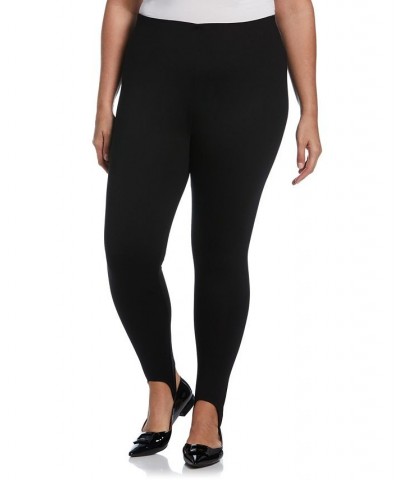 Plus Size Ponte Knit Pull-On Stirrup Leggings Black $45.39 Pants