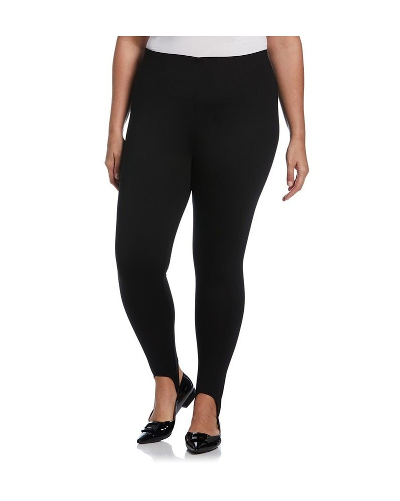 Plus Size Ponte Knit Pull-On Stirrup Leggings Black $45.39 Pants