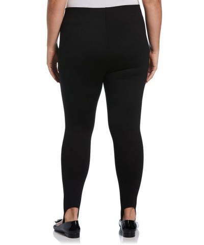 Plus Size Ponte Knit Pull-On Stirrup Leggings Black $45.39 Pants