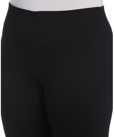 Plus Size Ponte Knit Pull-On Stirrup Leggings Black $45.39 Pants