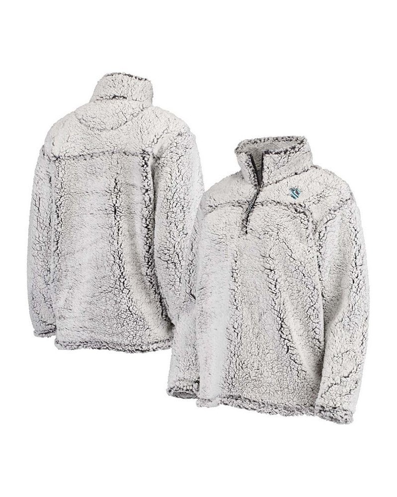 Women's Gray Seattle Kraken Sherpa Quarter-Zip Jacket Gray $44.10 Jackets