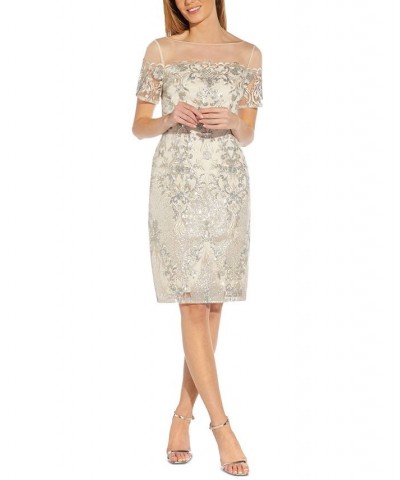 Embellished Sheath Dress Alabaster $95.60 Dresses