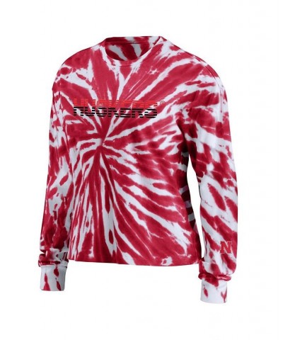 Women's Scarlet Nebraska Huskers Tie-Dye Long Sleeve T-shirt Scarlet $27.00 Tops