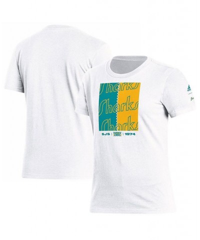 Women's White San Jose Sharks Reverse Retro 2.0 Playmaker T-shirt White $14.85 Tops