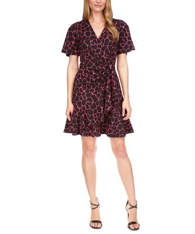 Women's Flutter-Wrap Mini Dress Cerise $49.44 Dresses