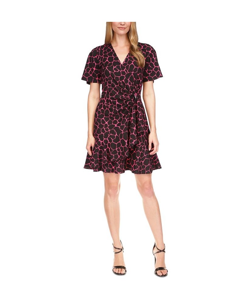 Women's Flutter-Wrap Mini Dress Cerise $49.44 Dresses