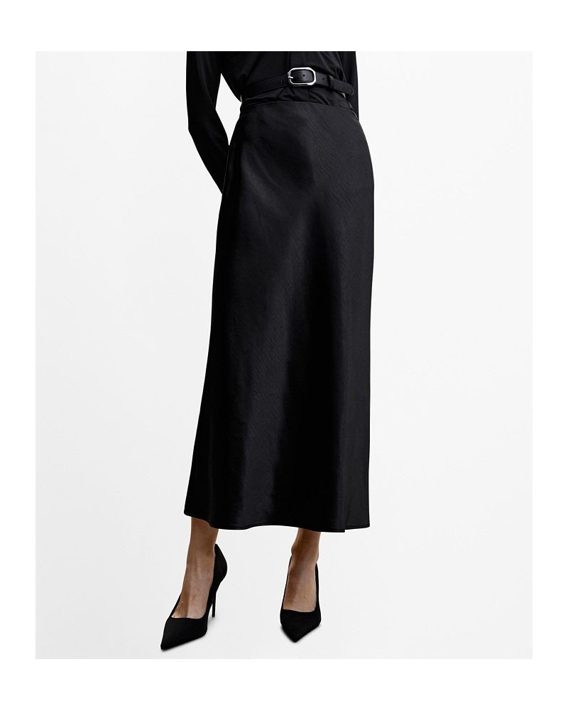 Women's Satin Long Skirt Black $37.80 Skirts