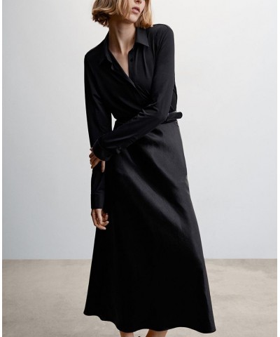 Women's Satin Long Skirt Black $37.80 Skirts