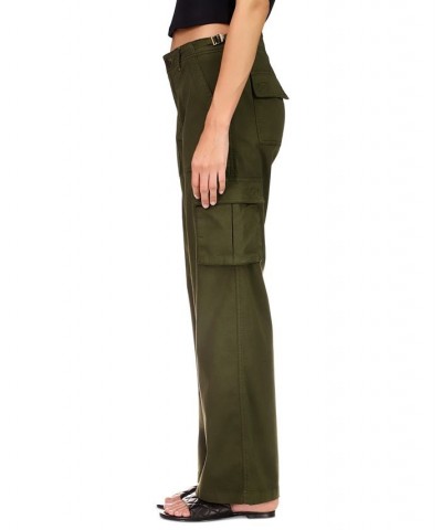 Women's Solid Reissue Straight-Leg Cargo Pants Green $40.55 Pants