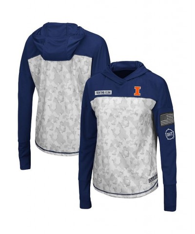 Women's Illinois Fighting Illini OHT Military-inspired Appreciation Mission Arctic Camo Hoodie Long Sleeve T-shirt $23.65 Tops