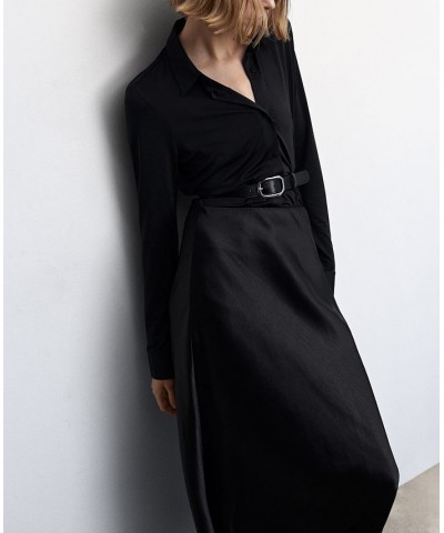 Women's Satin Long Skirt Black $37.80 Skirts