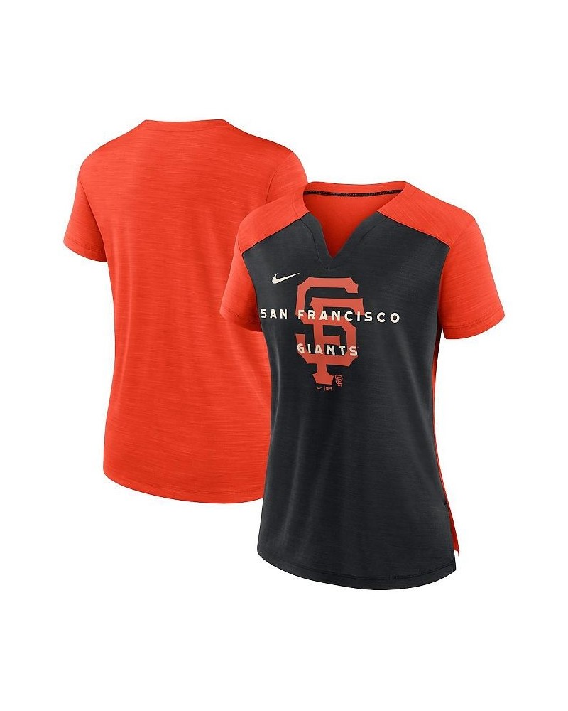 Women's Orange Black San Francisco Giants Slub Performance V-Neck Boxy T-shirt Orange, Black $21.60 Tops