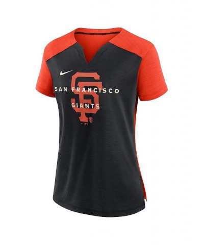 Women's Orange Black San Francisco Giants Slub Performance V-Neck Boxy T-shirt Orange, Black $21.60 Tops